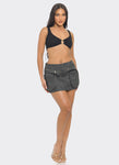 Womens Faux Leather Cargo Pocket Mini Skirt, ,