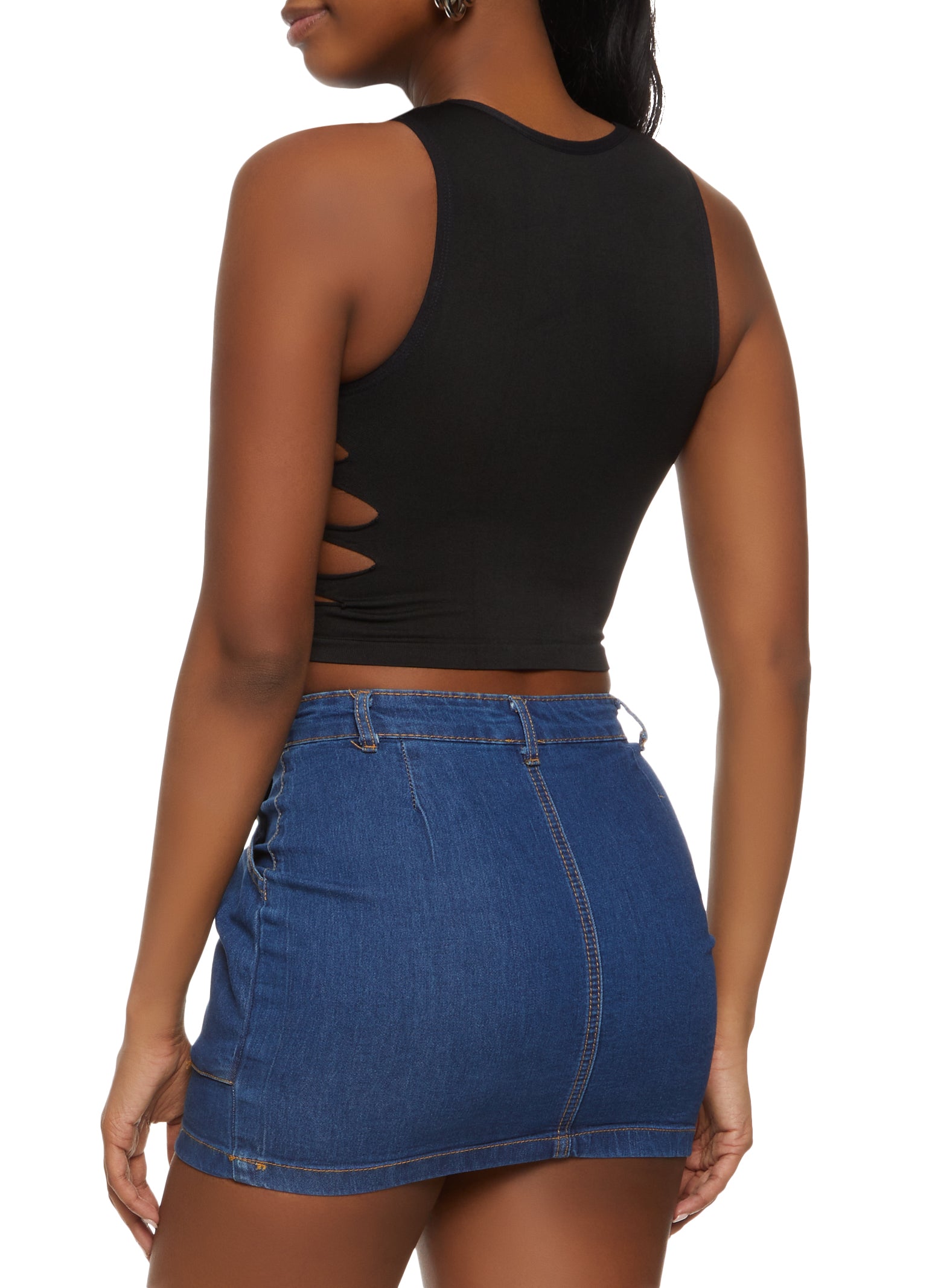 Womens Laser Cut Seamless Crop Top,