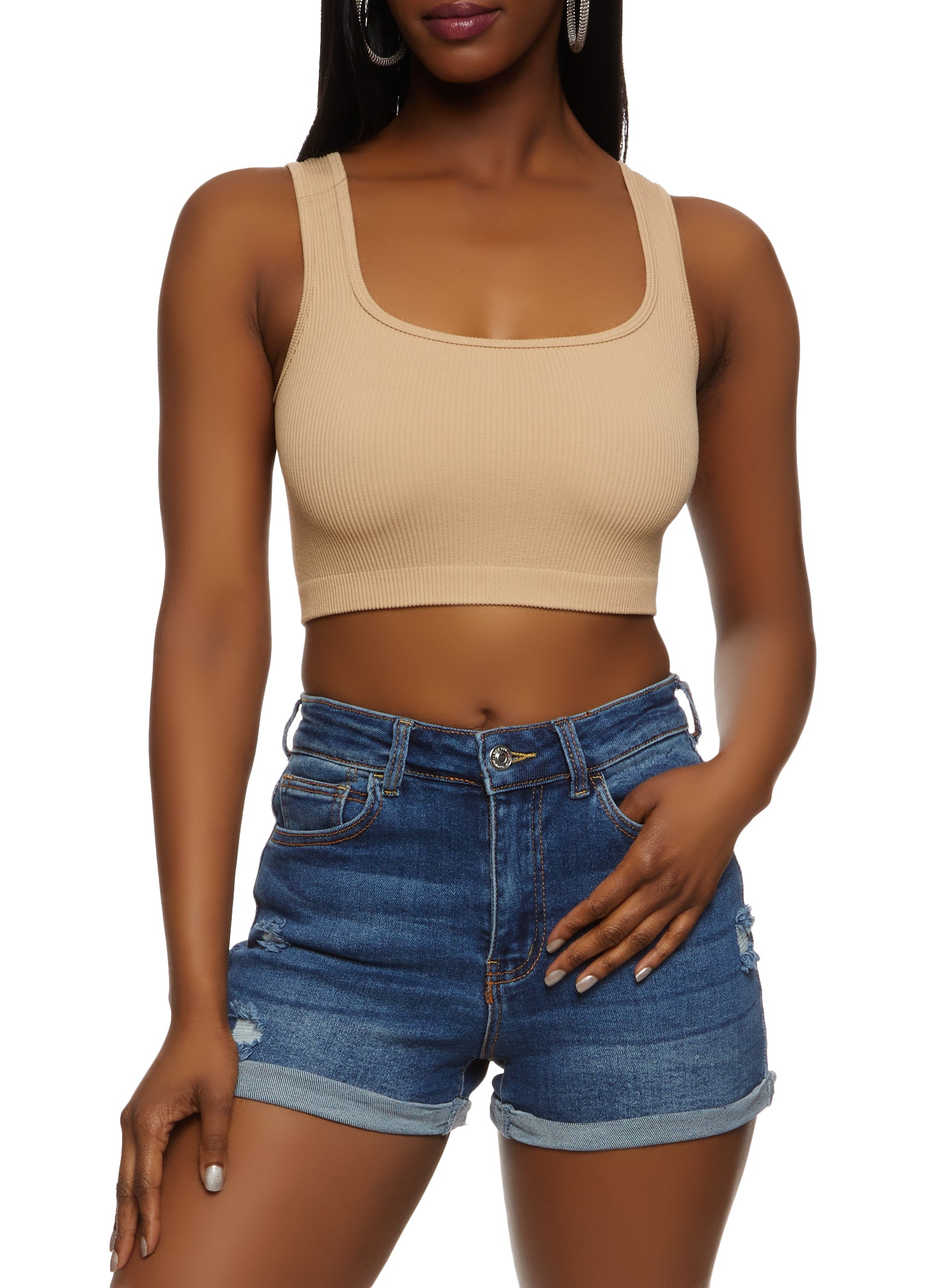 Rib-Knit Bralette Top for Women