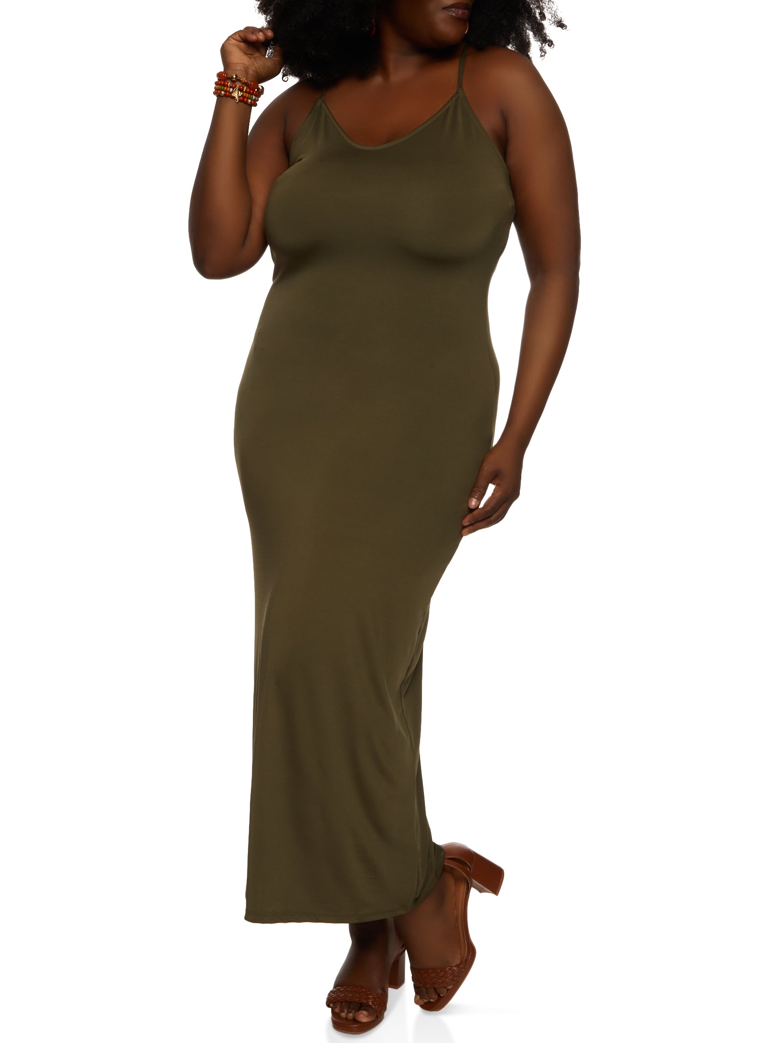 Womens Plus Scoop Neck Bodycon Maxi Dress, 2X