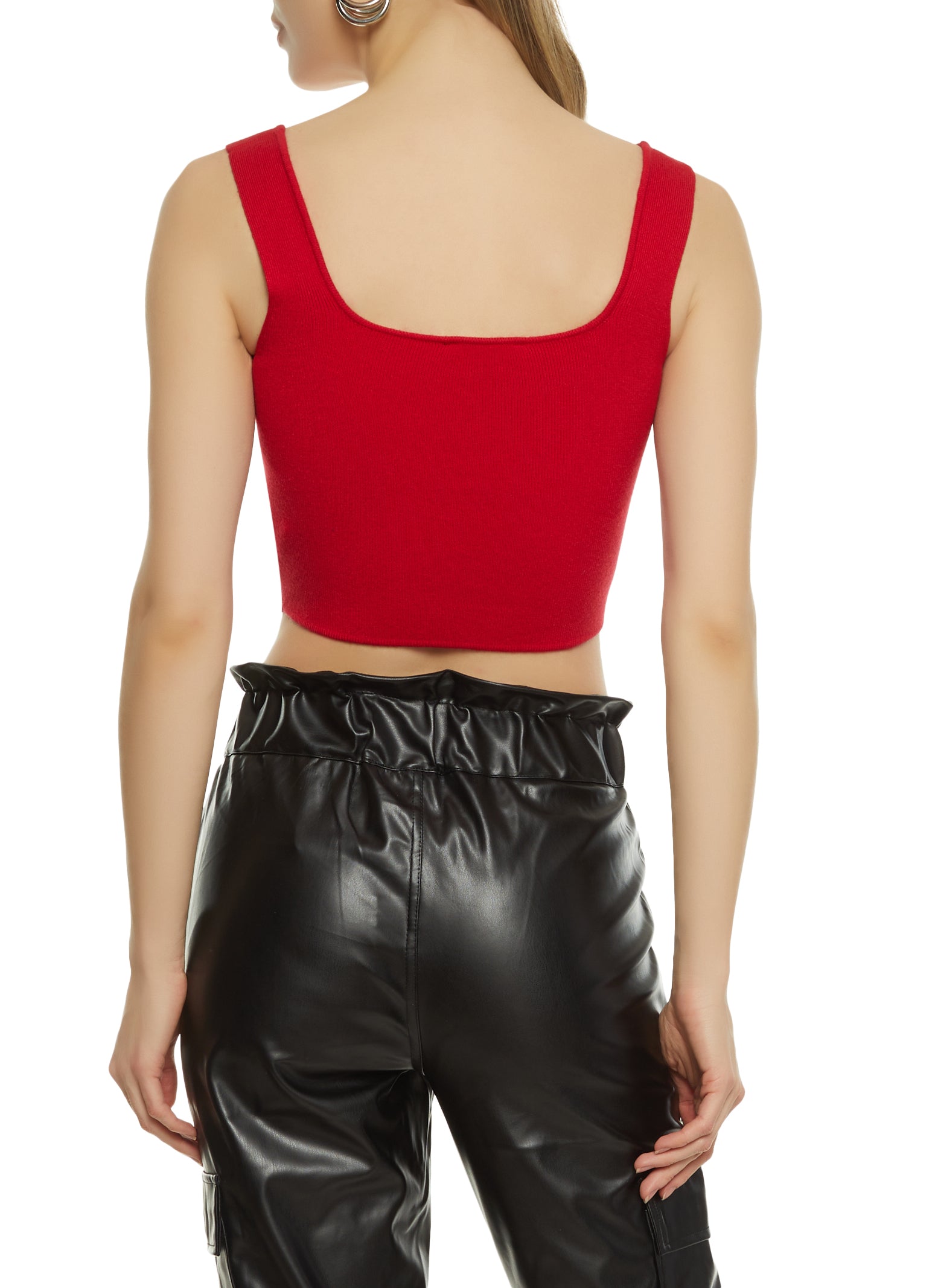 Womens Ribbed Square Neck Corset Top,