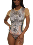 Womens Safe Love Forever Graphic Body Print Bodysuit, ,
