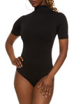 Womens Short Sleeve Mock Neck Seamless Bodysuit, ,