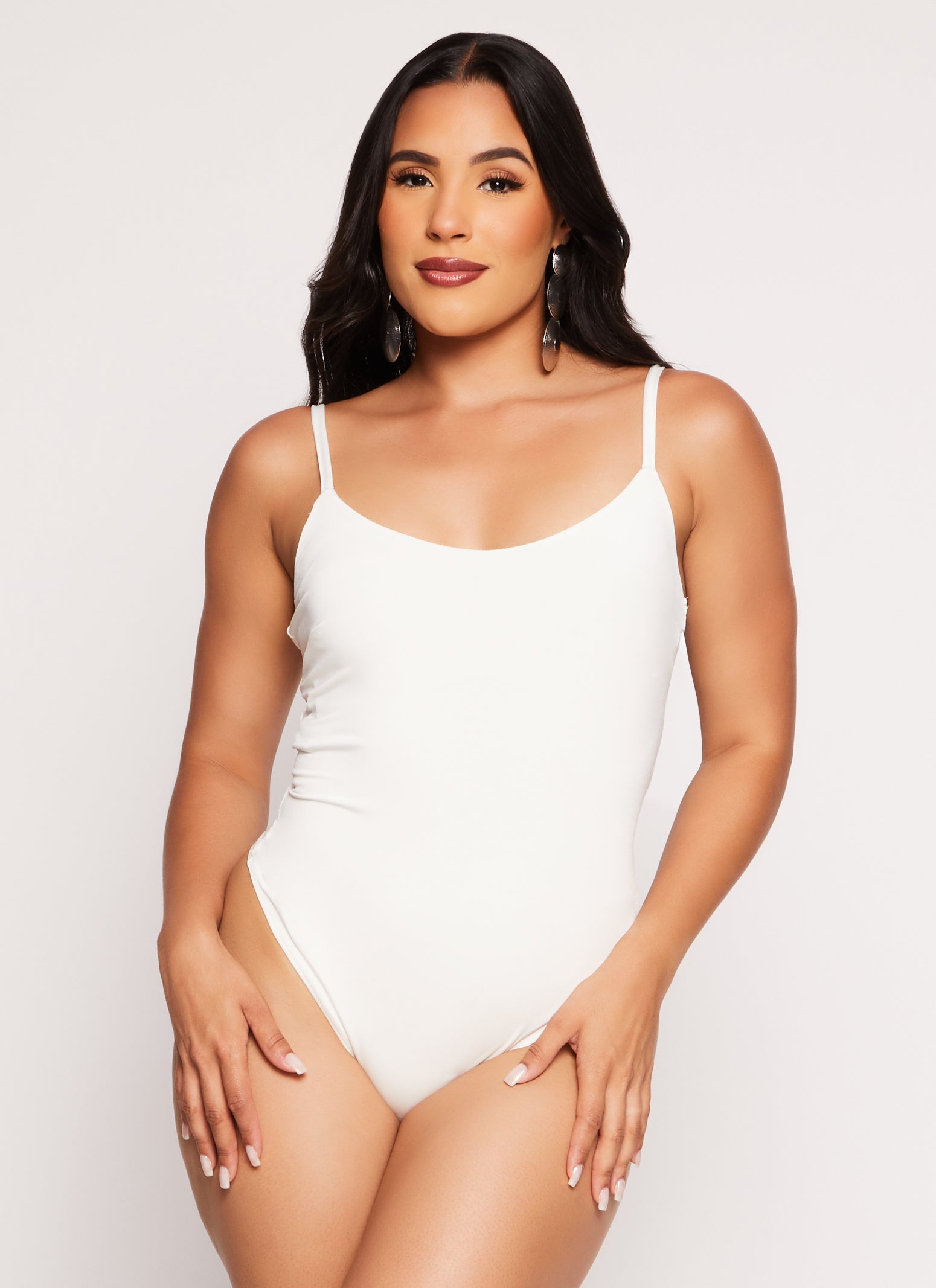 Womens Haute Monde Basic Cami Bodysuit, White, Size S