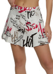 Womens Printed Pleated Mini Skirt, ,