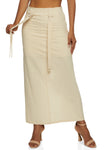 Womens Linen Slit Maxi Skirt, ,