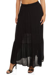 Womens Haute Monde Gauze Knit Tiered Maxi Skirt, ,