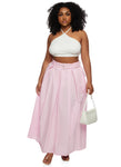 Womens Haute Monde Buckle Belt Pleated Maxi Skirt, ,