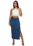 Womens Haute Monde Denim High Waist Side Slit Maxi Skirt, ,