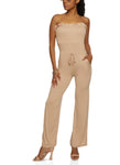 Strapless Sleeveless Smocked Tube Knit Jumpsuit