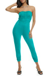 Womens Ruched Strapless Jumpsuit, ,