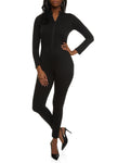 Womens Zip Neck Long Sleeve Catsuit, ,