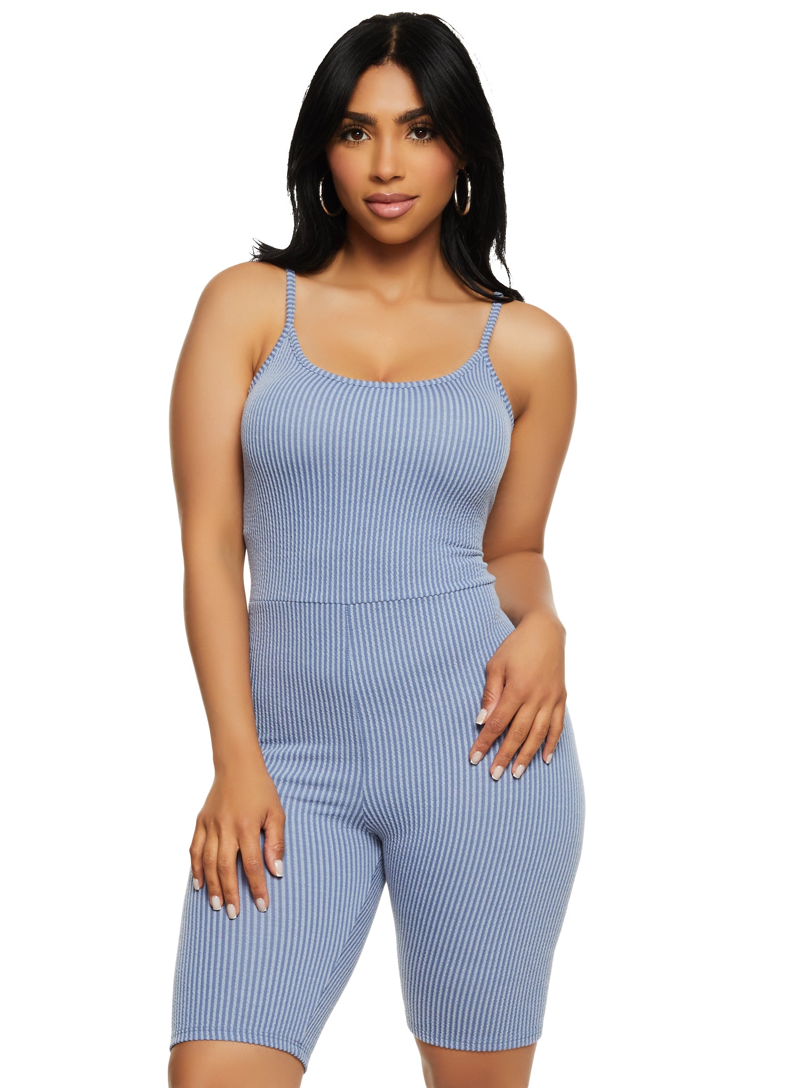 Womens Rib Knit Cami Romper,