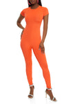 Womens Short Sleeve Crew Neck Jumpsuit, ,