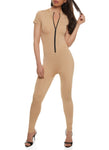 Womens Daisy Zip Front Short Sleeve Catsuit, ,
