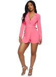 Womens Haute Monde Crepe Knit Blazer Romper, ,