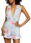 Sleeveless Floral Print Plunging Neck Romper