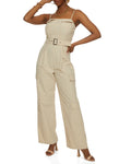 Square Neck Nylon Back Zipper Pocketed Sleeveless Jumpsuit