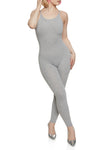 Womens Solid Scoop Neck Cami Catsuit, ,