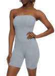 Womens Solid Strapless Romper, ,