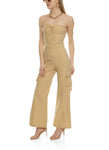 Strapless Sleeveless Back Zipper Pocketed Jumpsuit