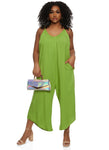 Womens Cropped Wide Leg Jumpsuit, ,