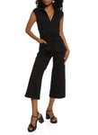 Womens Twill Belted Cropped Jumpsuit, ,