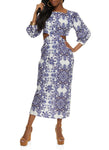 Square Neck General Print Puff Sleeves Sleeves Maxi Dress