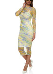 General Print Mesh Bodycon Dress by Rainbow Shops