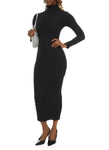 Turtleneck Ribbed Knit Long Sleeves Shirt Maxi Dress