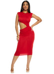 High-Neck Cap Sleeves Cutout Ruched Asymmetric Bodycon Dress/Maxi Dress/Midi Dress