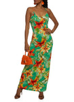 Floral Print Scoop Neck Sleeveless Spaghetti Strap Maxi Dress
