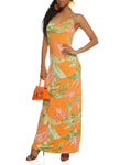 Scoop Neck Floral Print Sleeveless Spaghetti Strap Maxi Dress