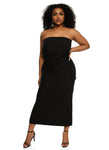 Strapless Sleeveless Pocketed Tie Waist Waistline Tube Bodycon Dress