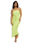 Strapless Pocketed Sleeveless Tie Waist Waistline Tube Bodycon Dress