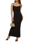 Knit Scoop Neck Sleeveless Spaghetti Strap Ribbed Maxi Dress