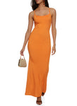 Scoop Neck Sleeveless Spaghetti Strap Ribbed Knit Maxi Dress