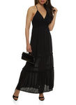 V-neck Empire Waistline Tiered Keyhole Sleeveless Maxi Dress