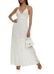 V-neck Empire Waistline Tiered Keyhole Sleeveless Maxi Dress