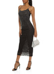 Scoop Neck Sleeveless Spaghetti Strap Mesh Dress With Rhinestones