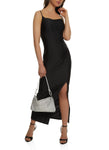 Cowl Neck Spandex Sleeveless Slit Bodycon Dress/Maxi Dress