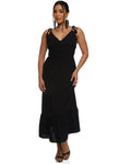 Tiered Sleeveless Plunging Neck Maxi Dress