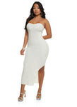 Strapless Knit Tube Sweetheart Ribbed Sleeveless Bodycon Dress/Maxi Dress