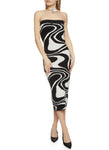 Strapless General Print Knit Sleeveless Sweater Tube Back Zipper Bodycon Dress/Midi Dress