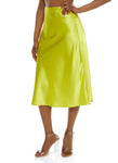 Womens Satin High Waisted Midi Skirt, ,