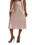 Womens Satin High Waisted Midi Skirt, ,