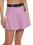 Womens Release Buckle Belt Pleated Mini Skirt, ,