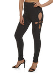 Womens Ribbed O Ring Cut Out Leggings, ,