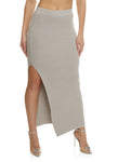 Womens Knit Side Slit Maxi Skirt, ,