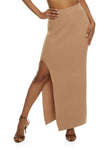 Womens Knit Side Slit Maxi Skirt, ,